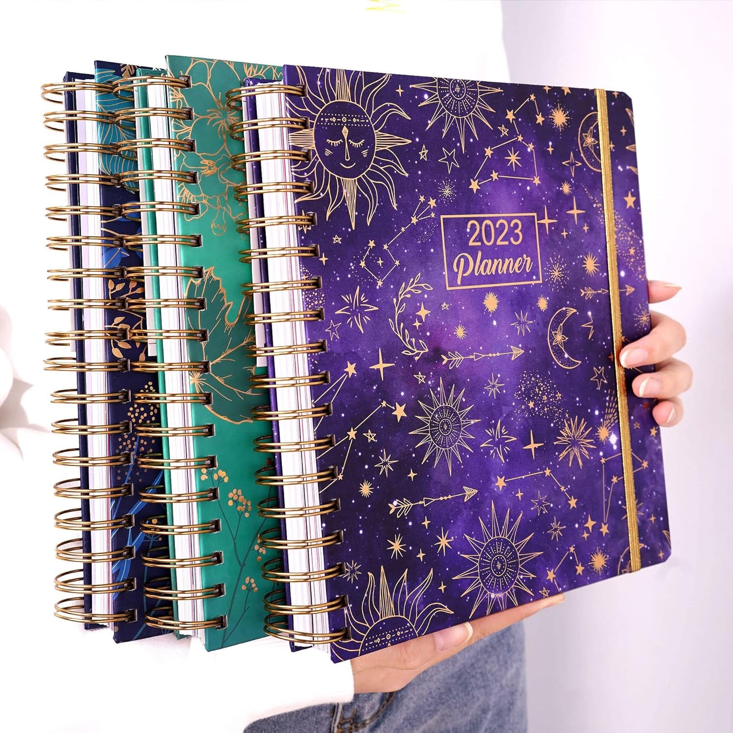 2023 Hardcover Planner - Weekly & Monthly Planner 2023 with Stickers, Dated Jan 2023 - Dec 2023, 8.9" X 9.3", 12 Month Planner with Tabs, Daily Spiral Agenda for Women, Laminated Dividers, Purple