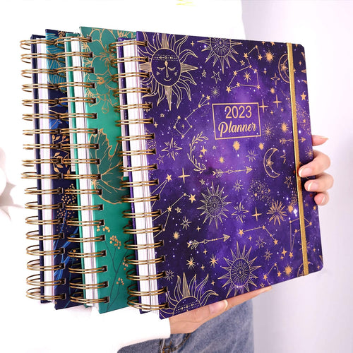 2023 Hardcover Planner - Weekly & Monthly Planner 2023 with Stickers, Dated Jan 2023 - Dec 2023, 8.9" X 9.3", 12 Month Planner with Tabs, Daily Spiral Agenda for Women, Laminated Dividers, Purple