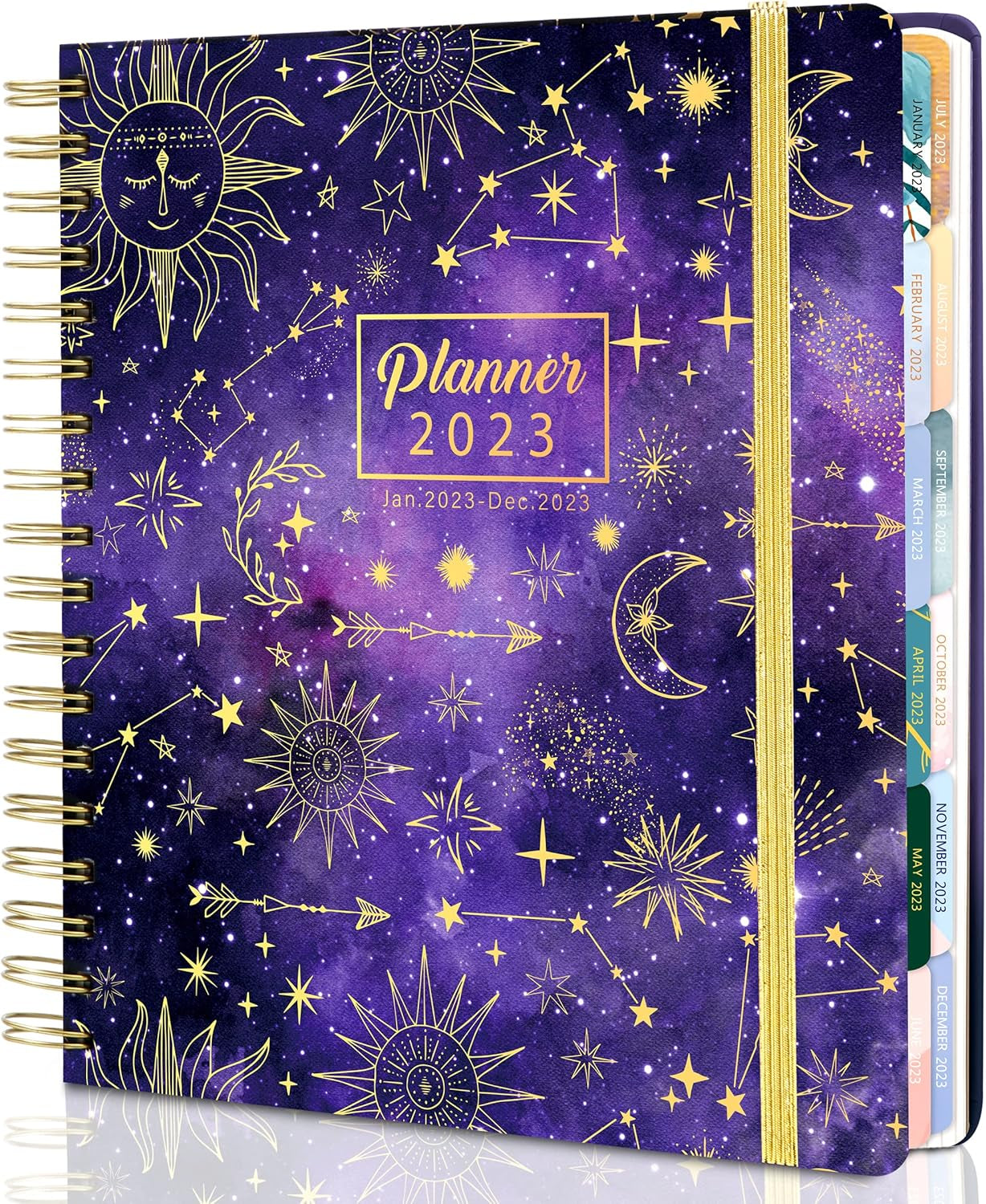 2023 Hardcover Planner - Weekly & Monthly Planner 2023 with Stickers, Dated Jan 2023 - Dec 2023, 8.9" X 9.3", 12 Month Planner with Tabs, Daily Spiral Agenda for Women, Laminated Dividers, Purple