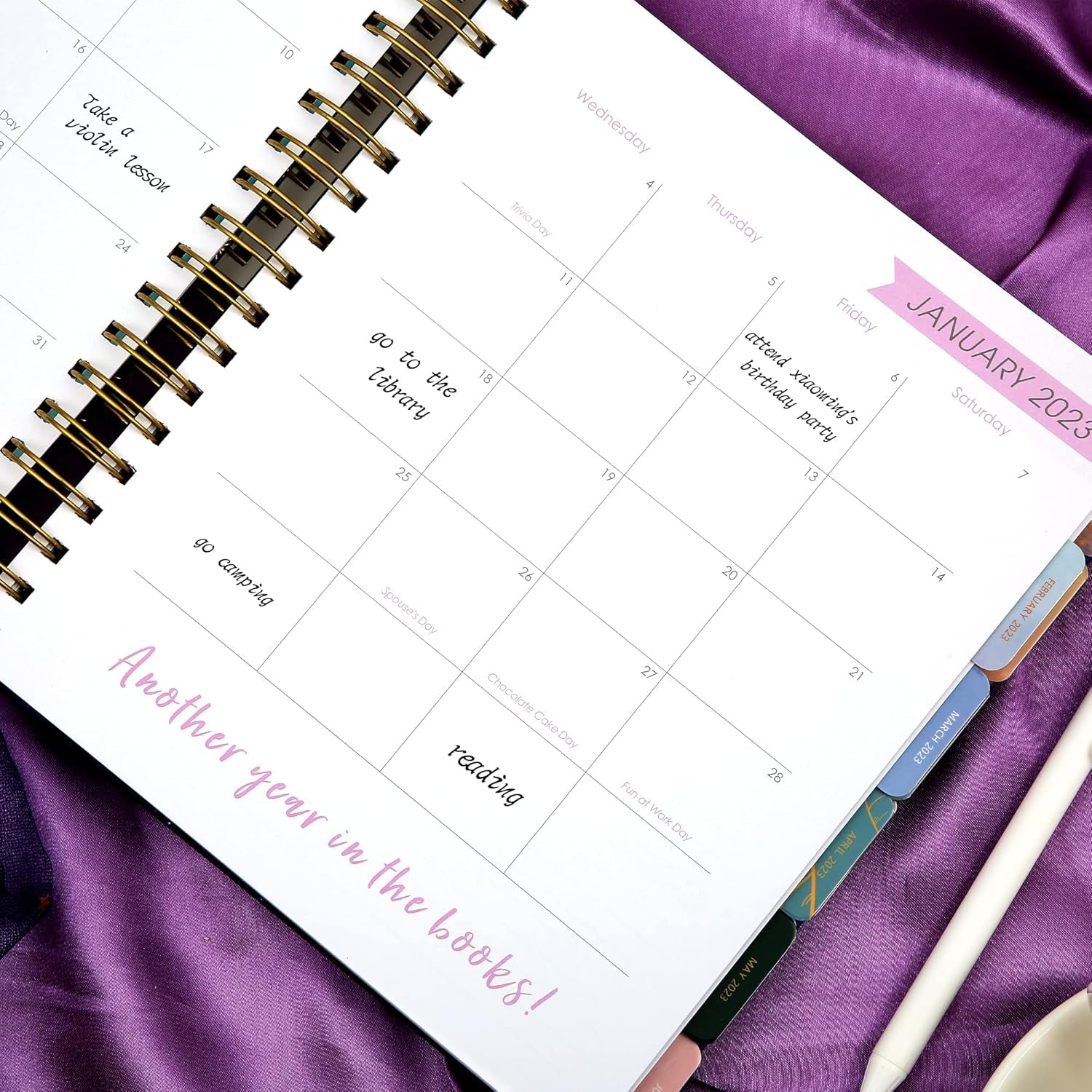 2023 Hardcover Planner - Weekly & Monthly Planner 2023 with Stickers, Dated Jan 2023 - Dec 2023, 8.9" X 9.3", 12 Month Planner with Tabs, Daily Spiral Agenda for Women, Laminated Dividers, Purple