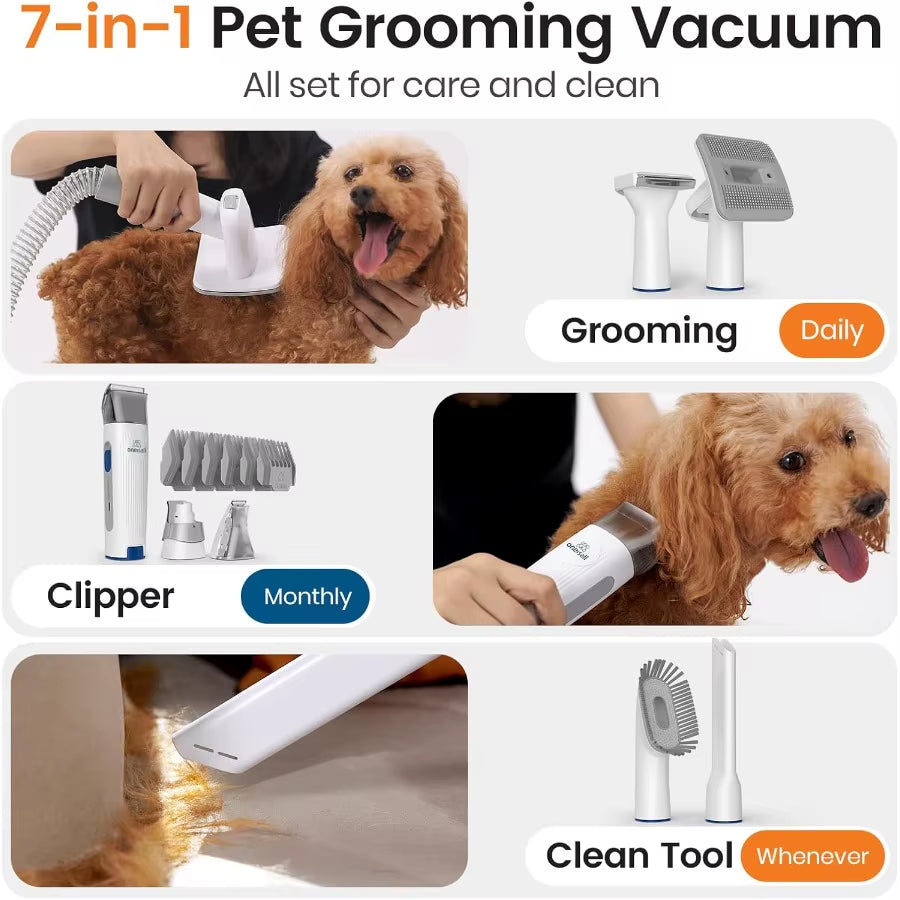 Efficient Dog Grooming Vacuum with Clipper Nail Grinder for Shedding Pet Hair Removal 1.5L Dust Cup Pet Grooming Tool Set Inclu