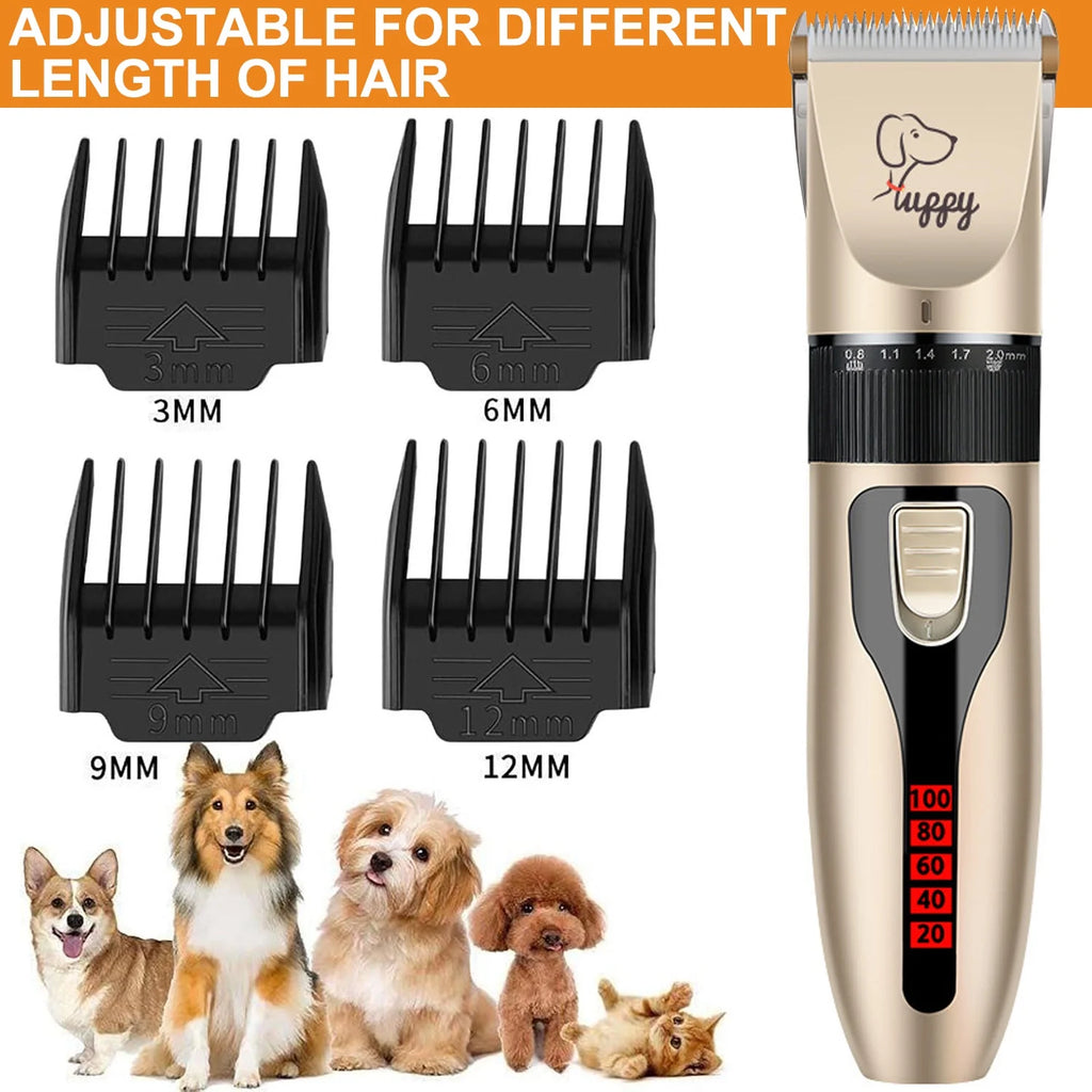 Dog Clippers, Grooming Low Noise Cordless Grooming Kit Thick Coats Shears Rechargeable Dogs Cats Other Pet Kit Gold