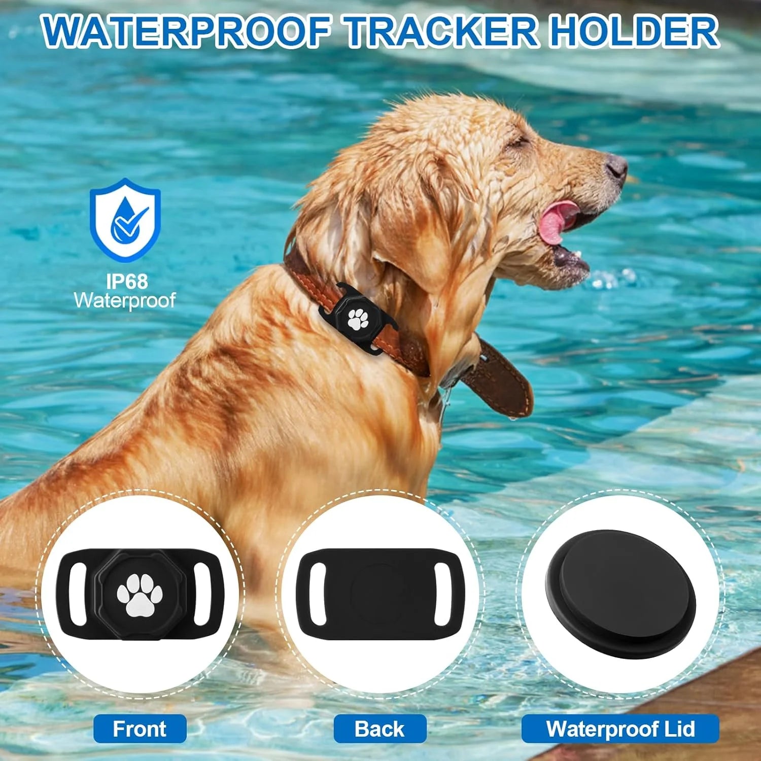 Tractive GPS Dog Tracker - GPS Tracker for Dogs,Dog Tracker,Gps Dog Collar, No Monthly Fee, Compatible with Apple (Ios Only),Anti-Lost Tracking Device for Pets, Luggage, Bag Straps,Black