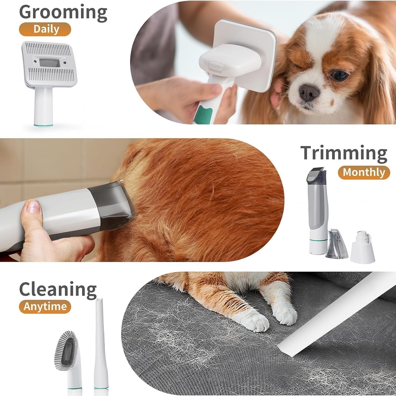 Pet Grooming Vacuum Kit for Dogs Cats Uproot Cleaner Hair Remover Professional